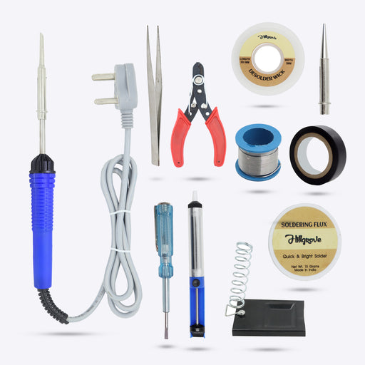 Hillgrove 11In Biggners Complete 25W Soldering Iron Kit 25 W Simple (Flat, Conical Tip)