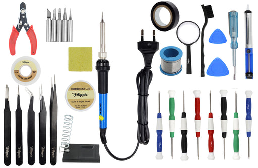 Hillgrove Electronic 23in1 Professional Mobile Repairng Soldering and Desoldering Equipment Tool Machine Combo Kit Set with Flux Paste and Wire 60 W Temperature Controlled (Conical, Flat, Pointed, Round Tip)