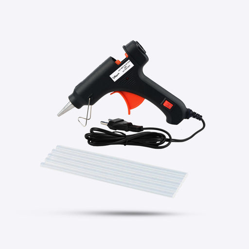 Hillgrove Electronic Mini 20 Watt Black Small Hot Gum Glue Gun With 5 Pcs Hot Melt Glue Stick for Craft, Art, Decoration Work Standard Temperature Corded Glue Gun (7 mm)