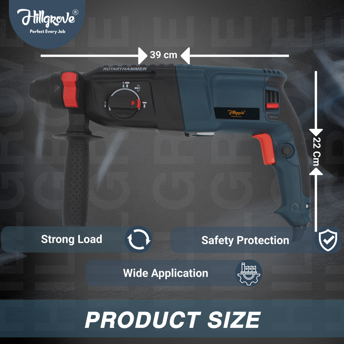 Hillgrove H26H4 All Purpose 26mm Hammer Impact Drill Machine Forward/Reverse Rotaion with 5 Bits for Making Holes in Metal/Wood/Concrete Hammer Drill (26 mm Chuck Size, 1200 W)