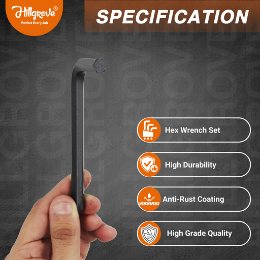 Hillgrove 9 Pieces AKS2 Full Hex Allen Key Kit Bolt Spanner Goti Wrench L Shape Repair Tool Set for Bike/Bicycle/Cycle/Guitar Allen Key Set ()