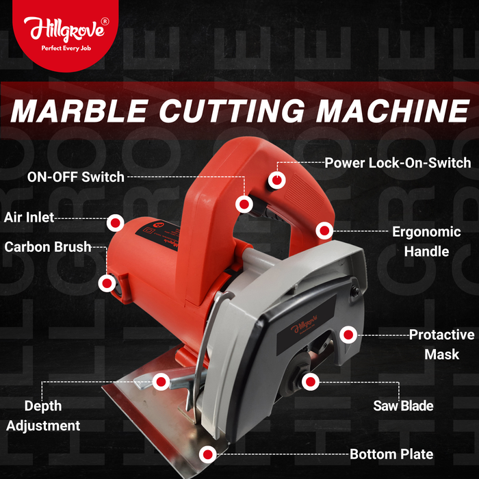 Hillgrove HGCM1293M3 Cutting Machine Saw for Tile/Marble/Wood with 1Pcs Wood Cutting Wheel (1050 W)