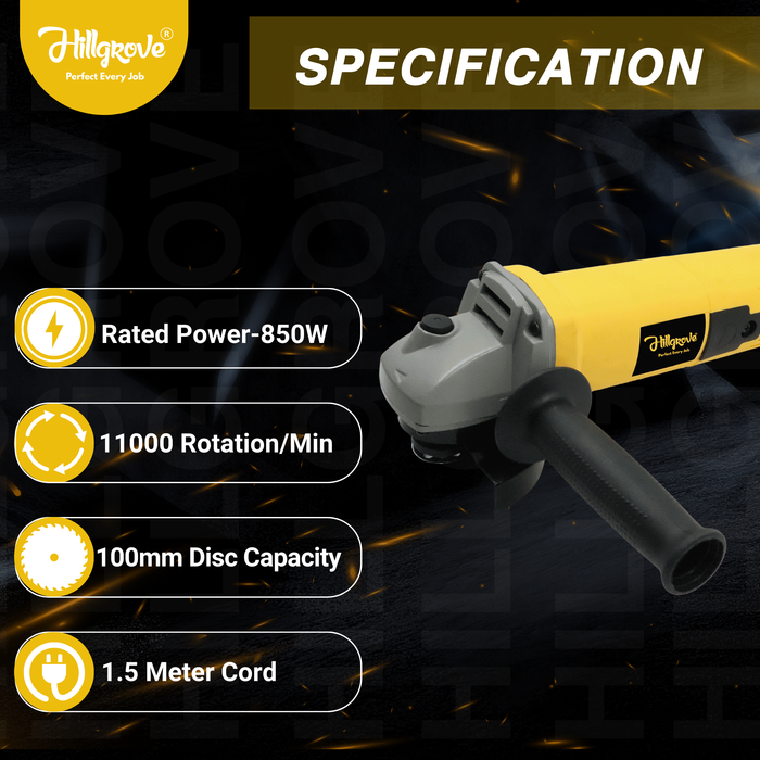 Hillgrove HGANG1B1M1 Angle Grinder (100 mm Wheel Diameter)