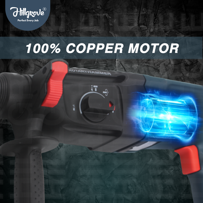 Hillgrove H26H4 All Purpose 26mm Hammer Impact Drill Machine Forward/Reverse Rotaion with 5 Bits for Making Holes in Metal/Wood/Concrete Hammer Drill (26 mm Chuck Size, 1200 W)