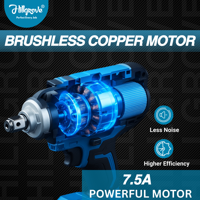 Hillgrove HGCM1383M1 300Nm Electric Nut Bolt Open Wrench Machine Gun Cordless Impact Wrenches Battery