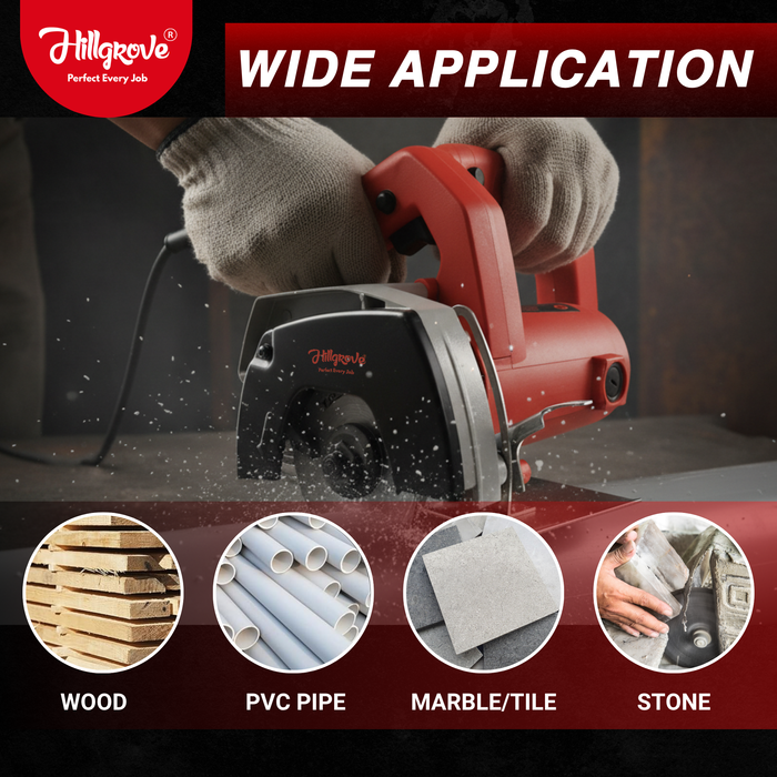 Hillgrove HGCM1293M3 Cutting Machine Saw for Tile/Marble/Wood with 1Pcs Wood Cutting Wheel (1050 W)
