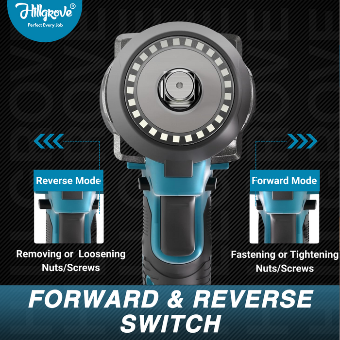 Hillgrove HGCM1383M1 300Nm Electric Nut Bolt Open Wrench Machine Gun Cordless Impact Wrenches Battery