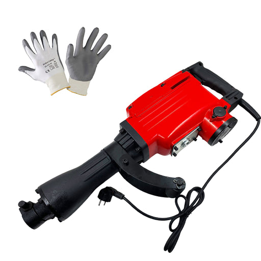 Hillgrove HGCM1069M3 1800 Watt Heavy Duty Demolition Chisel+Hammer Concrete Breaker Drill Machine with Safety Gloves and 2 Bits for Breaking Concrete Road/Wall/Hammer Drill