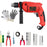 Hillgrove HGCM1084M3 700W Drill Machine with 5Pcs Hand Tool Kit, 9Pcs Drill Bit Set for Making Holes in Metal/Wood/Concrete with Reverse Rotation and Variable Speed Pistol Grip Drill (13 mm Chuck Size)