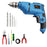 Hillgrove HGCM1103M3 500W Drill Machine with 5Pcs Hand Tool Kit, 5Pcs HSS Drill Bits for Making Holes in Metal/Wood/Concrete with Reverse Rotation and Variable Speed Pistol Grip Drill (10 mm Chuck Size)