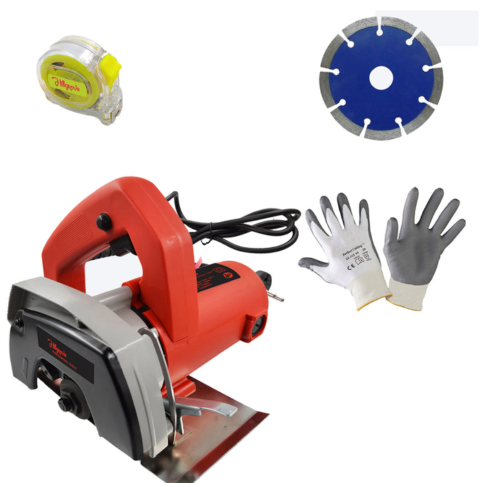Hillgrove HGCM1291M1 Cutting Machine Saw for Tile/Marble/Wood with 1Pcs Tile Cutting Wheel, Safety Gloves (1050 W)