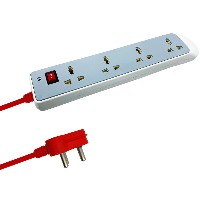 Hillgrove HGCM1305M3 Power Extension Board with 4 Universal Socket and 1 Switch and 5 Meter Long Cable Surge Protector for Home/Computer/Fridge 4 Socket Extension Boards (White)