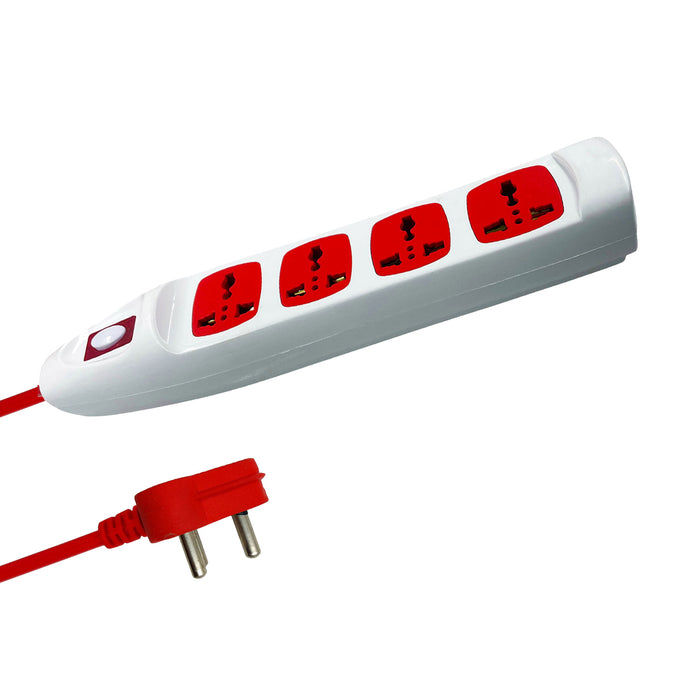 Hillgrove HGCM1311M3 Power Extension Board with 4 Universal Socket and 1 Switch and 5 Meter Long Cable Surge Protector for Home/Computer/Fridge 4 Socket Extension Boards (White)
