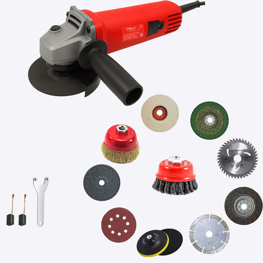 Hillgrove HGCM1358M1 4inch 850W 100% Copper Winding Hand Angle Grinder Wall Cutter Grinding Glender Cutting Machine with 10Pcs Wheels