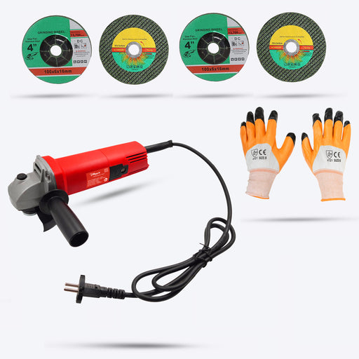 Hillgrove HGCM14M1 Angle Grinder With Gloves And 2Pcs Metal Cutting Wheel, 2Pcs Grinding Wheel  (100 mm Wheel Diameter)