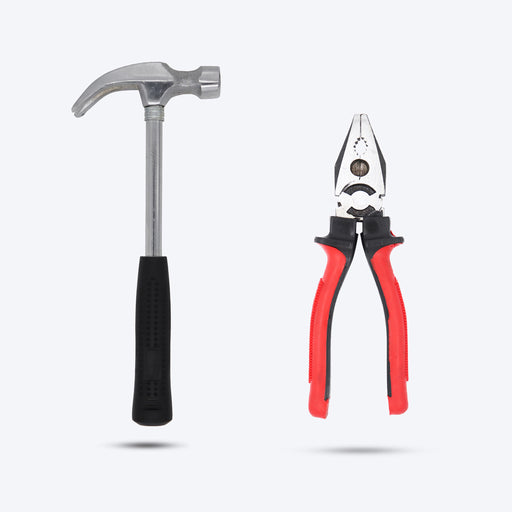 Hillgrove HGCM191M3 High Quality Durable Construction Metalworking Household Rubber Handle Straight Best Claw Hammer with 8inch Combinational Plier