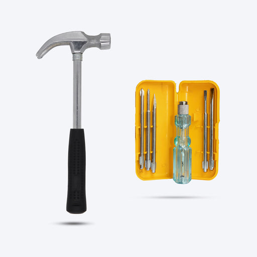 Hillgrove HGCM193M1 High Quality Durable Construction Metalworking Household Rubber Handle Straight Best Claw Hammer with 5in1 Combination Screwdriver