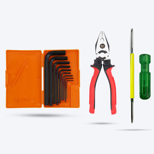 Hillgrove HGCM284M1 9 Pieces Full Hex Allen Key Kit with 2in1 Screwdriver and 8inch Plier Bolt Spanner Goti Wrench L Shape Repair Tool Set for Bike/Bicycle/Cycle/Guitar Allen Key Set