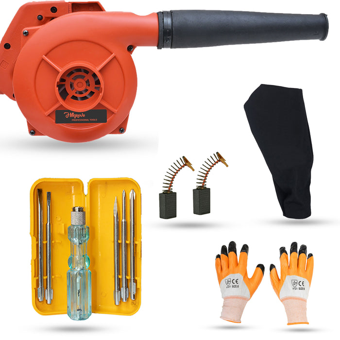 Hillgrove HGCM699M1 800W-18000RPM Electric Air Blower and Suction Dust Cleaner for AC/Computer/Home with Carbon Brushes Air Gun Dust Cleaning Forward Curved Air Blower (Corded Vacuum)