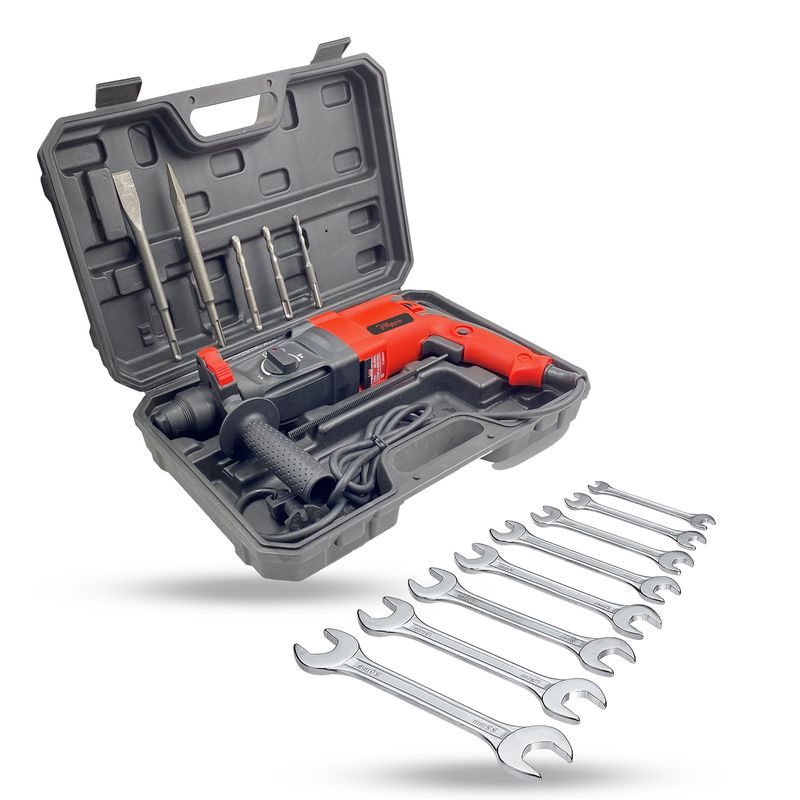 Hillgrove 100% Copper Winding HGCM789M1 Hammer Machine Forward/Reverse Rotation with 5Pcs SDS Plus Bit for Making Holes in Metal/Wood/Concrete Hammer Drill HGCM789M1 Hammer Drill (26 mm Chuck Size, 1200 W)