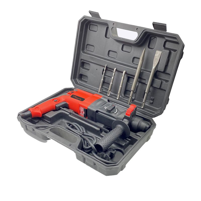 Hillgrove 100% Copper Winding MCGH1041M6 26mm Hammer Impact Machine with 5Pcs SDS Plus Bits for Making Holes in Metal/Wood/Concrete Hammer Drill H3 Pistol Grip Drill (26 mm Chuck Size)