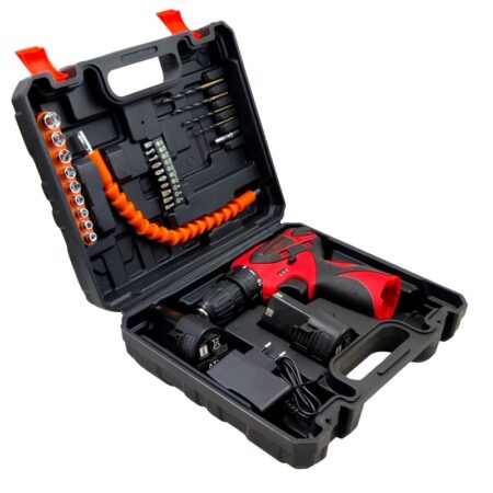 Hillgrove HGCM1380M2 Electric 10mm 12V Power Drill Machine Tool Box Tools Kit Set for Home Power & Hand Tool Kit