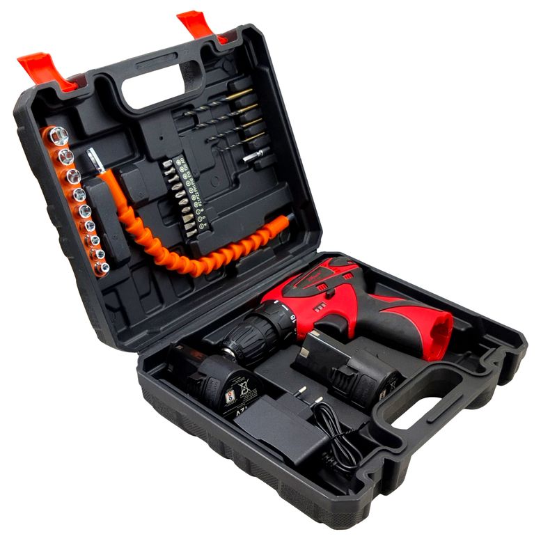 Hillgrove HGCM1380M2 Electric 10mm 12V Power Drill Machine Tool Box Tools Kit Set for Home Power & Hand Tool Kit