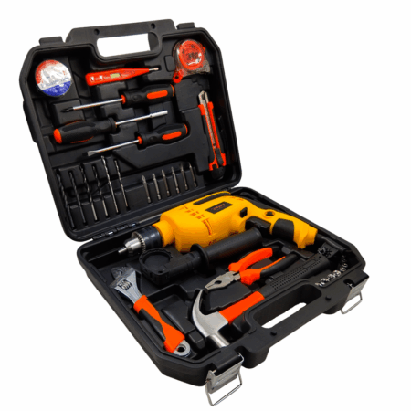 Hillgrove HGCM1382M1 Electric 950W Power Drill Machine Tool Box Tools Kit Set for Home Power & Hand Tool Kit (35 Tools)