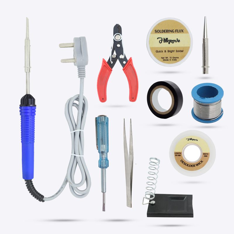 Hillgrove 10in1 Biggers 25W Soldering Iron Kit 25 W Simple (Flat, Pointed Tip)